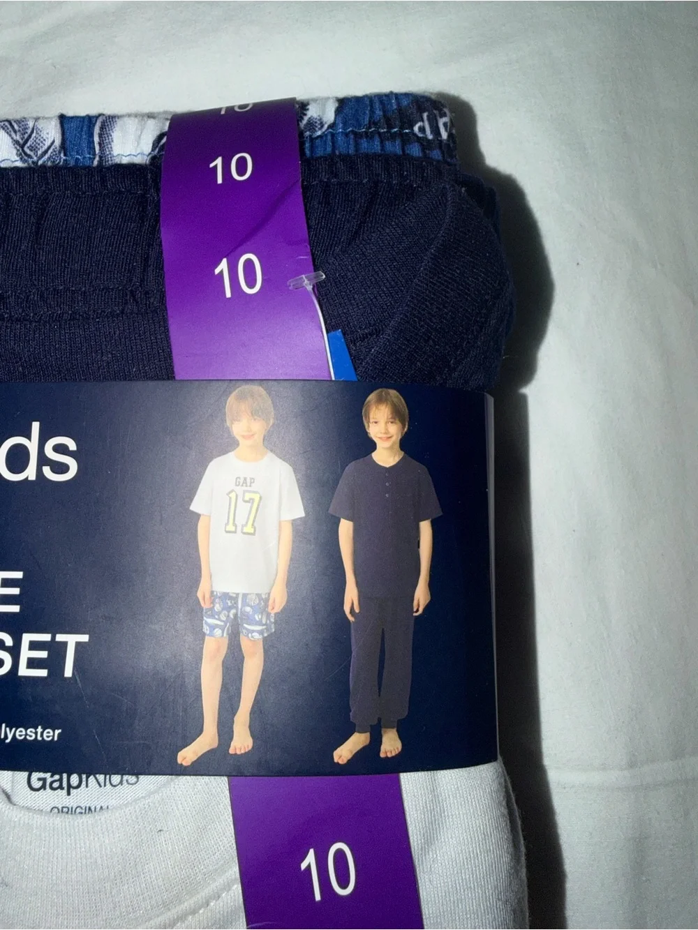 GAP Kids 4-Piece Pajama Set in White and Navy